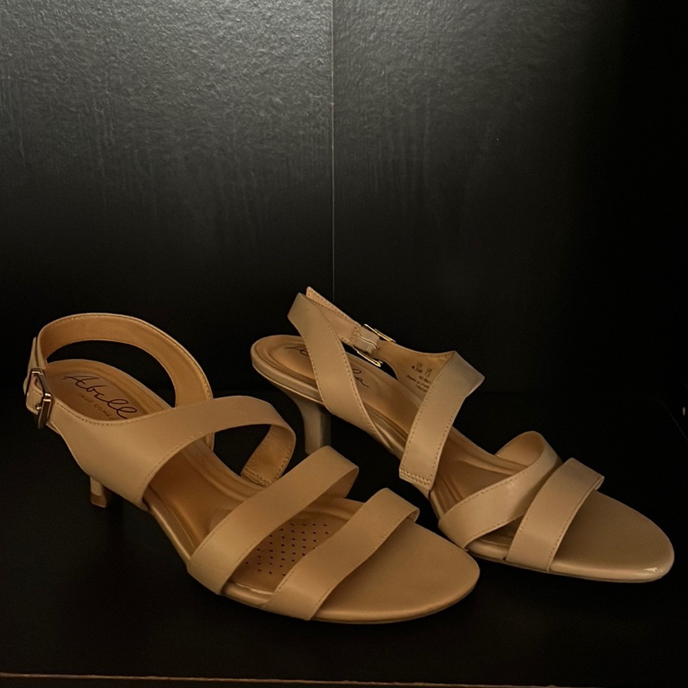 Abella Tan Strappy Kitten Heel Sandals